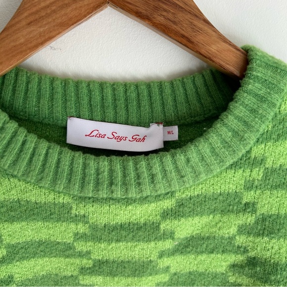 Lisa Says Gah Green Patterned Sweater - Picture 3 of 4